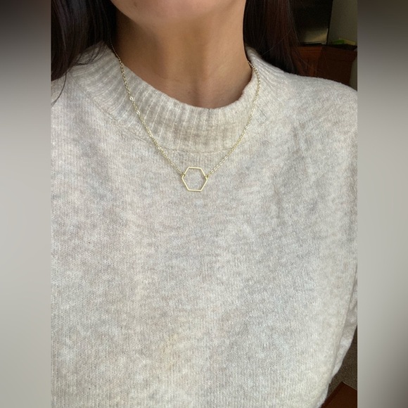 Dainty Gold Hexagon Necklace - Picture 3 of 4